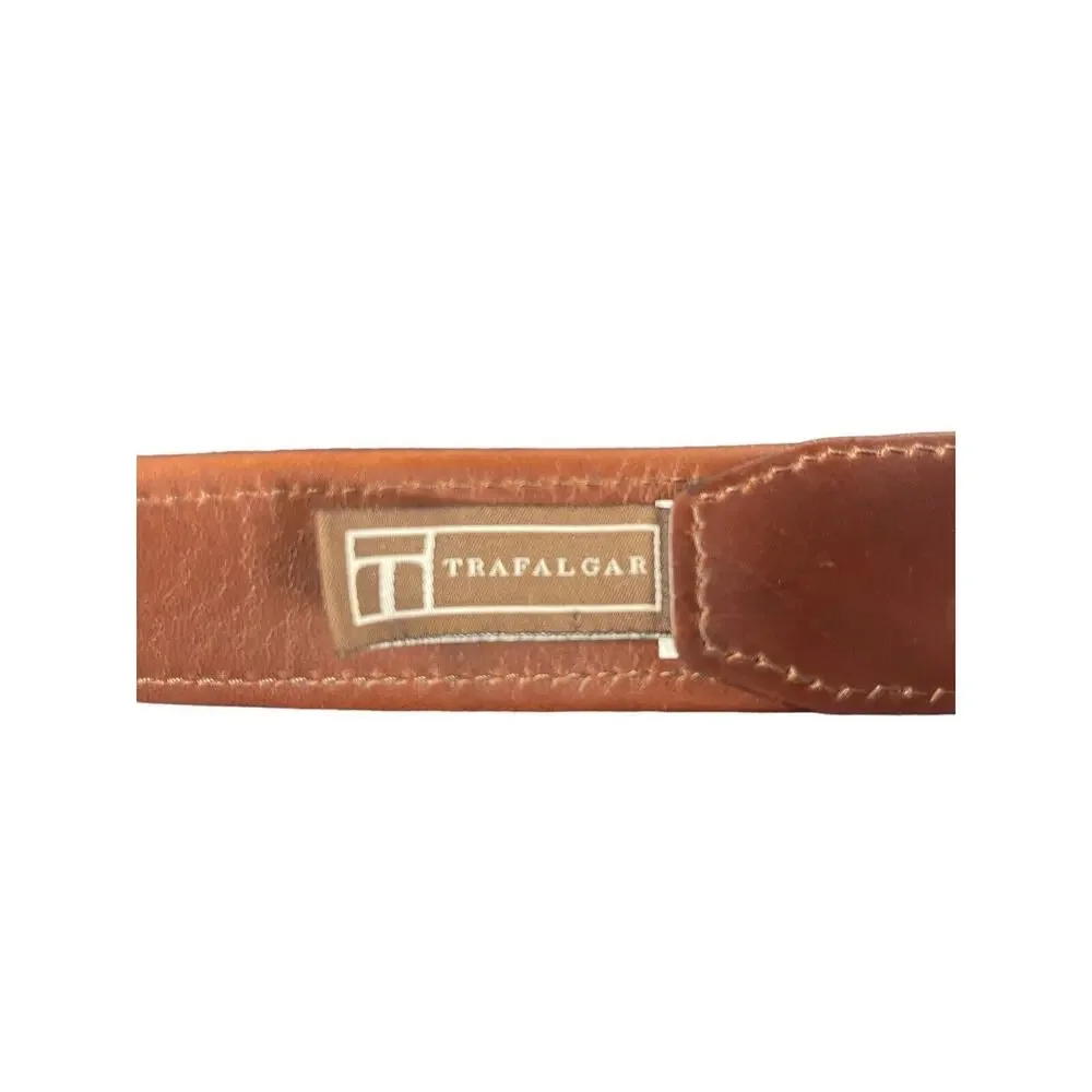 Trafalgar Leather Belt Size 42 WOODBURY Mens Brown Handmade Classic USA 1.25